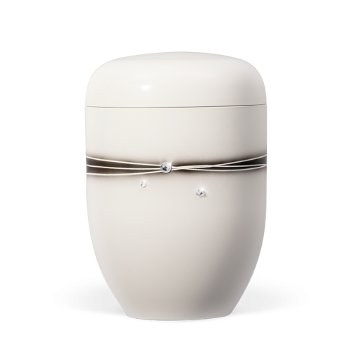 Urna natural branca c/ cristais