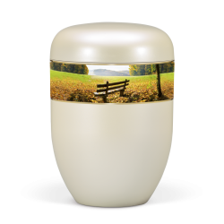 Urna natural c/ fita decorativa de paisagem