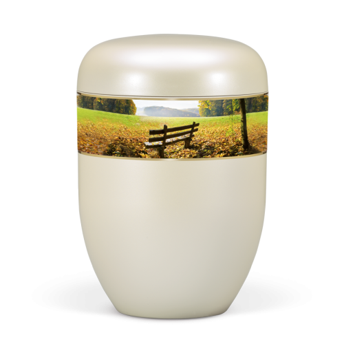 Urna natural c/ fita decorativa de paisagem