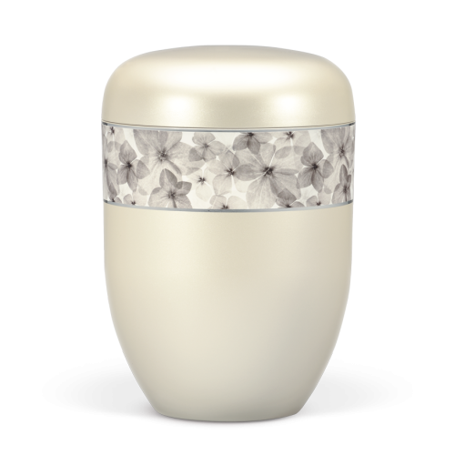 Urna natural c/ fita decorativa de flores