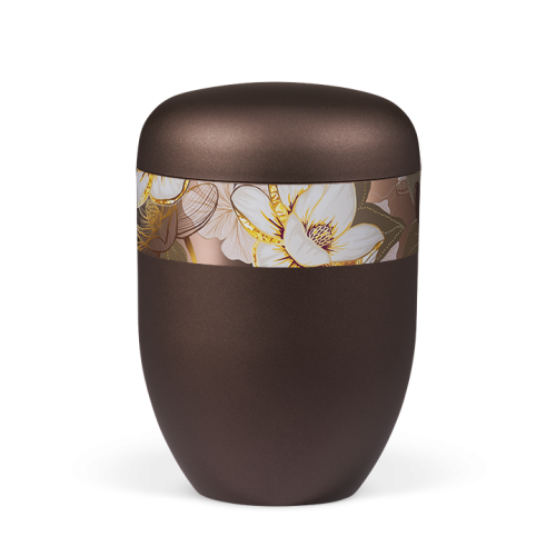 Urna natural castanho c/ fita floral