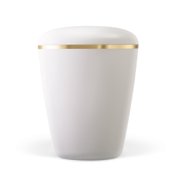 Urna branca c/ fita decorativa em dourado