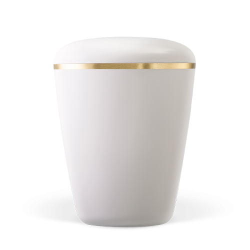 Urna branca c/ fita decorativa em dourado