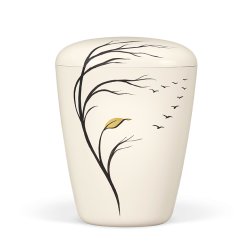 Urna natural branco pérola c/ passáros