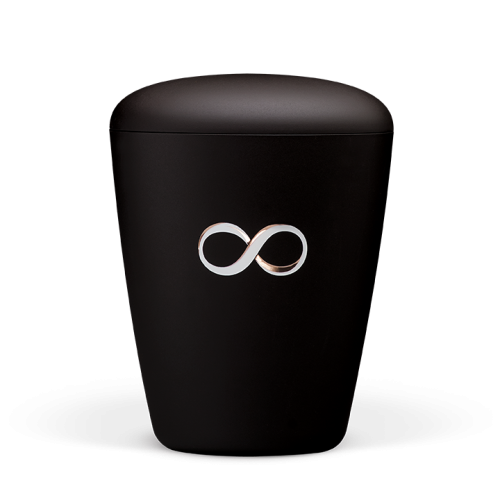 Urna natural veludo antracite c/ símbolo infinito