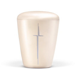 Urna natural madreperola creme c/ cruz