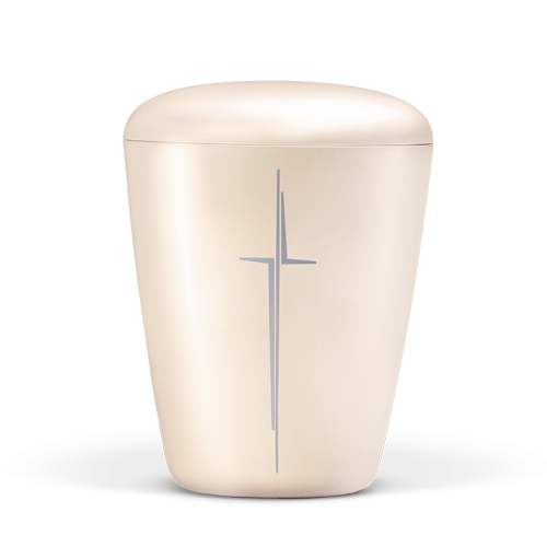 Urna natural madreperola creme c/ cruz