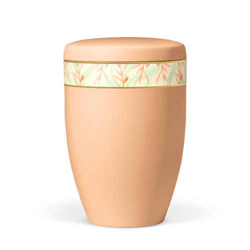 Urna natural laranja c/ fita decorativa