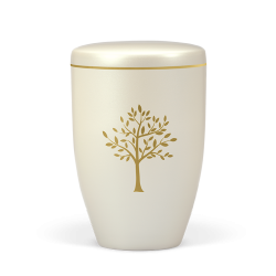 Urna branco creme c/arvore dourada
