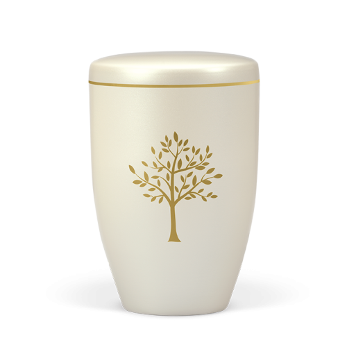 Urna branco creme c/arvore dourada