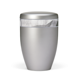 Urna natural cinza c/ fita decorativa