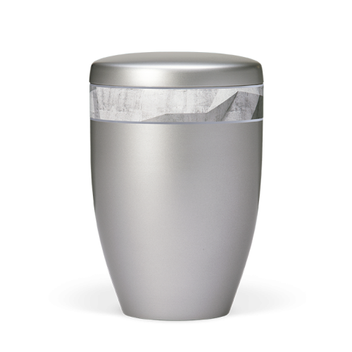 Urna natural cinza c/ fita decorativa