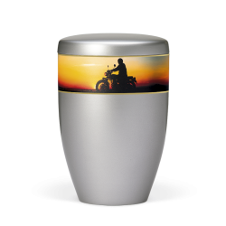 Urna natural cinza c/ moto decorativa