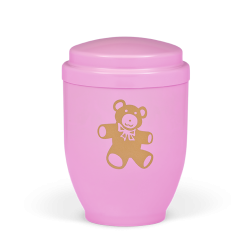 Urna aço rosa c/ ursinho dourado