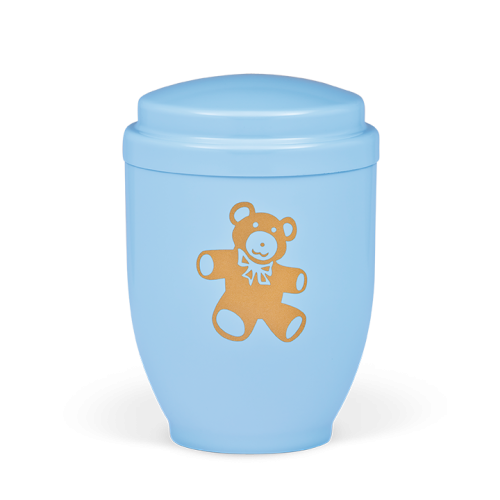 Urna aço azul c/ ursinho dourado