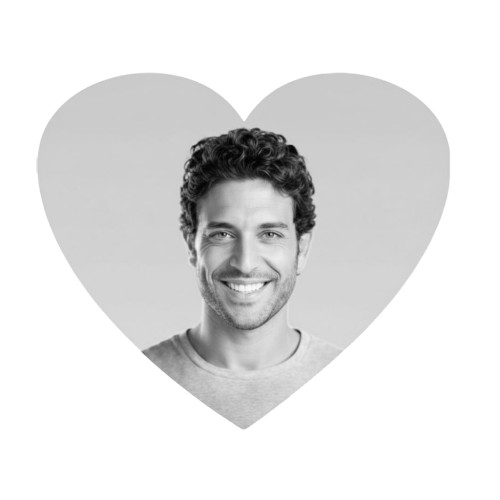 Fotocerâmica coração p/b