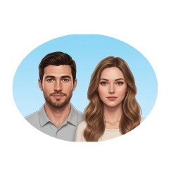 Fotocerâmica oval junção cores