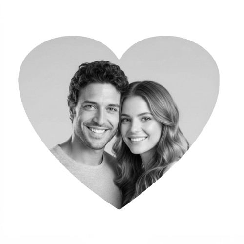 Fotocerâmica coração junção p/b