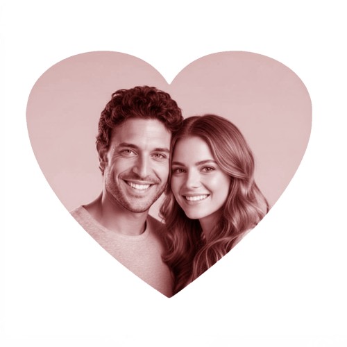 Fotocerâmica coração junção sépia