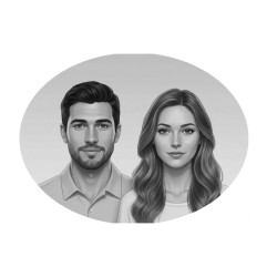 Fotocerâmica oval junção p/b