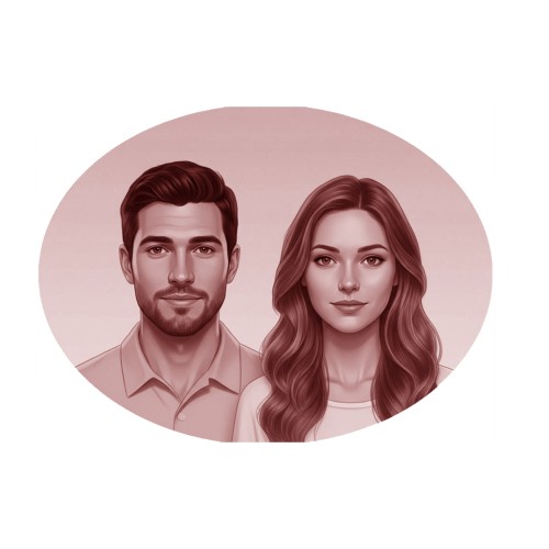 Fotocerâmica oval junção sépia